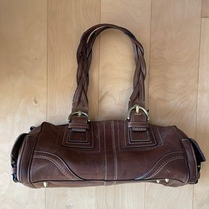 Vtg Coach 10048 Soho Braided Tobacco brown leather Y2K handbag shoulder bag